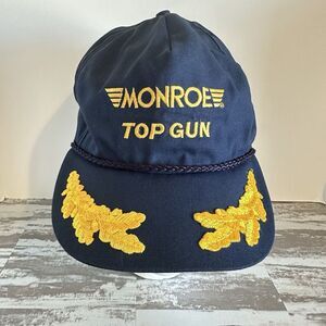 Vintage Monroe Shocks Top Gun Cap Script Logo Made USA Snapback Baseball Hat USA